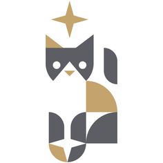 an owl with a star on its head is shown in the shape of a letter