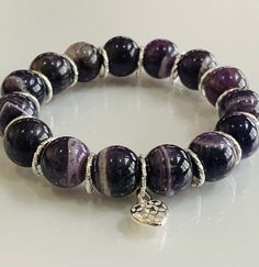 Amethyst Bracelet February Birthstone Natural Amethyst | Etsy Amethyst 8mm Beads Jewelry Gift, Silver Agate Crystal Bracelet As Gift, Amethyst Stretch Bracelet With Round Beads For Gift, Silver Agate Crystal Bracelet For Gift, Purple Crystal Bracelet With Natural Stones As Gift, Purple Bracelets With Natural Stones As Gift, Purple Natural Stones Bracelet As Gift, Purple Natural Stones Bracelet For Gift, Purple Meditation Bracelet Jewelry