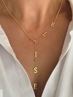 Aesthetic Jewellery, Mom Necklace Personalized, Layering Jewelry, Earring Sets, Trendy Necklace, Necklace Initial, Y Necklace, Gold Name Necklace, Necklace Layering