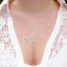 Double Strand Y Necklace, Layered Necklace, - Wander + Lust Jewelry