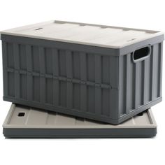 a large gray container sitting on top of a white surface with no people around it