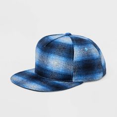 Woven baseball hat with a classic plaid pattern in blue shades, five-panel construction and buttoned crown. Made from midweight recycled polyester. Features a 2.75-inch brim as well as embroidered eyelet holes on the crown for better ventilation. Adjustable hook-and-loop closure completes the look and lends a customizable fit. If you're not satisfied with any Target Owned Brand item, return it within one year with a receipt for an exchange or a refund. Original Use™: Always the next evolution. Blue Adjustable Flat Cap, Adjustable Blue Flat Cap, Blue One Size Flat Cap Baseball Cap, Adjustable Plaid Cap, Blue Adjustable Flat Cap Snapback Hat, Adjustable Blue Flat Cap Snapback Hat, Plaid Adjustable Curved Brim Hat, Adjustable Plaid Hat With Curved Brim, Casual Blue 5-panel Baseball Cap