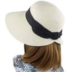 PRICES MAY VARY. 【GREAT FIT】Sun hat fits most women. Head circumference 21.5"-23.6", height: 4", brim width: 4". You can adjust the size of the hat for a customized fit through the rope inside the sweatband. Summer hat is also a wonderful gift for your sister, mother or girlfriend. 【ELEGANT & BEAUTIFUL】Straw hats for women are made of high quality natural paper straw woven, lightweight and durable. Sun beach hats with stylish bowknot behind and classy hat band will go well with any outfit like m Lightweight Solid Color Spring Hat, Lightweight Solid Spring Hat, Uv Protection Hats One Size Fits Most For Vacation, Hats With Uv Protection For Beach Season, Adjustable Panama Hat With Upf 50+ For Summer, Vacation Hat With Uv Protection, One Size Fits Most, Trendy Adjustable Bucket Hat For Vacation, Adjustable Packable Hats For The Beach, Adjustable Straw Hat For Summer Travel