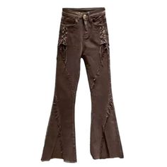 Cowboy Cottagecore Aesthetic Lace Up Brown Denim Women Jeans-01 (1) Retro Core Aesthetic, Cowboy Cottagecore, Grunge Cowboy, Brown Denim Jeans, Cowboy Aesthetic, Aesthetic Clothing Stores, Y2k Outfit Ideas, Brown Denim, Egirl Outfits