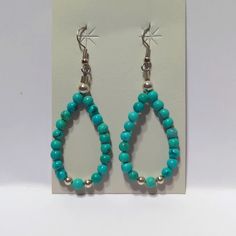 Just Made And Never Worn. Teardrop Shaped Earrings That I Hand Beaded With Authentic Kingman Turquoise Blue Beads, 2 Sterling Silver 5mm, One 7mm Sterling Silver Bead On Each Earring, And Ear Wires Are Stainless Steel. Hand Strung On A Soft Flex Steel Wire So Sturdy And Quality Is A Must Of Longtime Wear. These Are Part Of My West Star Collection. All Questions And Comments Are Welcome. Teardrop Polished Bead Earrings For Gifts, Teardrop Polished Beads Earrings For Gift, Gift Teardrop Beaded Earrings With Silver Beads, Teardrop Silver Beaded Earrings As Gift, Teardrop Earrings With Polished Beads For Gift, Gift Teardrop Silver Beaded Earrings, Turquoise Teardrop Beaded Earrings As Gift, Turquoise Teardrop Beaded Earrings For Gifts, Beaded Sterling Silver Teardrop Earrings