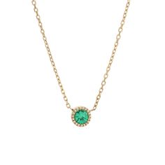 Our Magic Eye Emerald Necklace features a single brilliantly verdant emerald, bezel set with our signature milgrain texture and hung on a delicate cable chain.   Details: - 3.5 mm emerald - milgrain detail - 16" cable chain  Available in 14K yellow, rose and white gold. Magic Eyes, Emerald Necklace, Yellow Rose, Bezel Setting, Cable Chain, Diamond Cuts, Emerald, Cable, White Gold