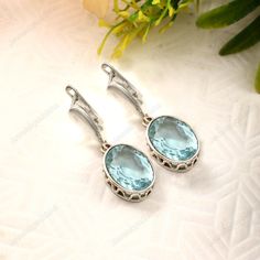 Aquamarine Earring    Large Oval cut Aquamarine dangle, Ocean blue gemstone drop earrings, gift for her, gift for mom, March birthstone,925 Sterling Silver Dangle  teardrop  created Gemstone earrings gemstone-10x14mm <> Some basic benefits of wearing Aquamarine Gemstone: Attracts money. Brings good fortune. Financial abundance. Protects from negative energies. Cleanses all evil thoughts. Stability in married life. Improves communication. Boosts self-confidence. FREE SHIPPING AND USPS TRACKED PARCELS WORLDWIDE. Our products are totally handmade and made with high quality gemstones and 925 solid sterling silver If you believe in buying top quality products for yourself and for your family and friends, SE is the place where you want to be There are unique pieces, handcrafted to perfection wit Exquisite Aquamarine Jewelry Gift, Exquisite Aquamarine Jewelry As Gift, Exquisite Aquamarine Jewelry For Gift, Silver Aquamarine Dangle Earrings, Elegant 925 Stamped Drop Earrings, Elegant Drop Earrings Stamped 925, Silver Aquamarine Gemstone Earrings, Elegant Aquamarine Nickel-free Earrings, Fine Jewelry Aquamarine Earrings For Formal Occasions