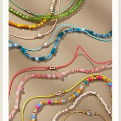 Nwt Brand New Never Worn Summer Multi-strand Colorful Beaded Necklaces, Spring Beach Beaded Necklaces With Round Beads, Spring Festival Adjustable Necklace, Adjustable Letter Beads Jewelry For Spring, Spring Festival Jewelry With Tiny Beads, Summer Everyday Hand-strung Jewelry, Bohemian Faceted Beads Necklaces For Summer, Spring Beach Necklaces With Beaded Chain, Summer Bohemian Necklace With Faceted Beads