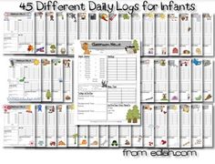 the five different daily logs for families to use in their homes and school calendars