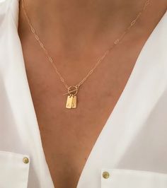 Handmade Jewelry Gift, Personalized Gift, Mothers Day Gift, Toggle Necklace, Initial Necklace, Dainty Necklace, Jewelry Gift for Her - Etsy Necklace Initial, Toggle Necklace, Handmade Jewelry Gift, Necklace Dainty, Dainty Necklace, Name Necklace, Initial Necklace, Necklace Jewelry, Jewelry Gift