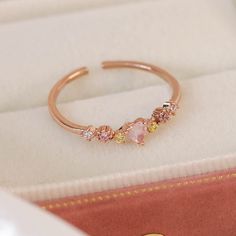 📌 Please Note: When adjusting the ring, please squeeze or expand the ring body slowly and gently. 💎 Materials: 14k Rose Gold Electroplated - more durable than regular platings Cubic Zirconia 📐 Size: Adjustable Open Design - Size 5+ Adjustable Cubic Zirconia Rings For Valentine's Day, Valentine's Day Rose Gold Crystal Promise Ring, Valentine's Day Promise Rose Gold Crystal Ring, Adjustable Pink Rings For Proposal, Rose Gold Crystal Promise Ring For Valentine's Day, Adjustable Open Heart Ring In Cubic Zirconia, Adjustable Cubic Zirconia Heart Ring, Dainty Rose Gold Heart Ring With Cubic Zirconia, Rose Gold Crystal Ring For Proposal