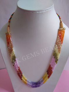 PRODUCT DETAILS: 5 Strands AAA Multi Cubic Zirconia Faceted Rondelle Semi Precious Beaded Gemstone Jewelry Necklace For Woman Stone Name :- Cubic Zirconia ( Blue, Yellow, Red, Pink, Green, Brown ) Bead Size :- 3mm Length :- 13 to 15 Inches Bead Shape :- Rondelle Bead Type :- Faceted Quality :- AAA (Excellent) Treatment :- Natural 2. NECKLACE LENGTHS :- 1st Strands :- 13 Inches 2nd Strands :- 13.5 Inches 3rd Strands :- 14 Inches 4th Strands :- 14.5 inches 5th Strands :- 15 inches More Fine Shop G Indian Things, Collar Rosa, Wholesale Necklaces, Gemstone Beads Wholesale, Zircon Necklace, Zirconia Necklace, Gemstone Beads Jewelry, Nature Necklace, Gemstone Beaded Necklace