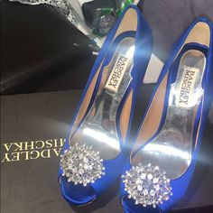 Brand New ! Never Worn With Shoe Pouch Blue Quince Shoes, Quinceanera Heels, Quince Heels, Quince Shoes, Pakistani Shoes, Royal Blue Quince, Royal Blue Quinceanera, Quince Stuff, Blue Quinceanera