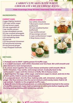 the recipe for carrot cupcakes with white frosting