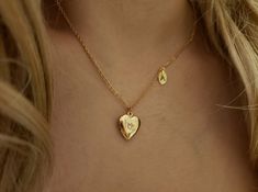 "18k gold Heart Locket necklace,Locket Charm,Heart Necklace,Love necklace,initial leaf necklace,Layering necklace,Bridesmaid Gift,valued giftt----------------------------------- 17.5\" long --------------------------------------------- Gold Plated -------------------------------------------------" Dainty Gold Plated Locket Necklace Gift, Dainty Gold Locket Necklace As Gift For Her, Gold Delicate Chain Necklace For Anniversary, Gold Pendant Locket Necklace With Birthstone, Gold Plated Locket Necklace For Wedding, Dainty Initial Pendant Locket Necklace For Anniversary, Dainty Initial Pendant Necklace For Anniversary, Dainty Pendant Charm Necklace For Anniversary Gift, Dainty Heart Charms Necklace For Wedding