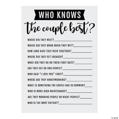 a poster with the words who knows the couple's best? in black and white