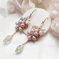 Lavender light purple dyed pearl floral dangle long earrings. Earrings size:- 1.5 cm x 6.0 cm L( long)  Thank you for visiting PastelGems. Dangle Pearl Earrings, Purple Dye, Diy Jewlery, Pearl Earrings Dangle, Party Guests, Bridesmaids Gifts, Chandelier Earrings, Long Earrings, Light Purple