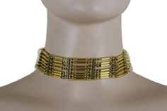 Unique Trendy Fashion Accessory Jewelry - Choker Necklace + Earrings Condition: Brand NewStyle: Boho / Cool / Fun / Chic / Chunky / Urban / Special / Hot Fancy / Elegant Dressy / Popular / PremiumMaterial: Mixed Metal Condition : Brand NewColor : Gold Metal Chain + Earring Set Strand Length: About 13" - 15"Pendant Size: About 10" X 1"Occasion: Cocktail, Gift, Christmas, Halloween, Party, Prom, Wedding, Bridal, OfficeTrendy Fashion Elegant Necklace Very Unique Fashion And Stylish Jewelry.Las Vega Metal Choker Necklace, Metal Choker, Chain Earring, Trendy Fashion Accessories, Black Choker Necklace, Accessory Jewelry, Elegant Necklace, Jewelry Choker, Fashion Elegant