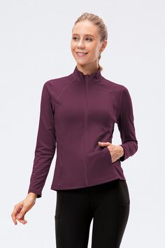 Color_Purple Bodysuit Dress, Plus Size Summer, Collar Designs, Thermal Insulation, Sporty Look, Track Jacket, Active Wear Tops, Track Jackets, Summer Wear