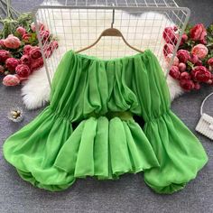 Lantern sleeve, fashionable, versatile, off shoulder, waist lotus leaf chiffon shirtMaterial:chiffonColor:white,black,rose red,green,yellow,blueStyle:stylishFeatures:lantern sleeve,lotus leaf neckSize:(cm):free,1inch=2.54cm,1cm=0.39inchlength:51,bust:100,waist:60-90,sleeve:51&ltp&gtNote:Due to different measurement methods,there will be 1-3 error(unite:cm), please understand.</p>&ltbr/>&ltp&gtPlease check the size carefully when you choose items,thank you.</p>& Off-shoulder Chiffon Blouse, Trendy Chiffon Blouse For Brunch, Spring Chiffon Tops With Lantern Sleeves, Chiffon Tops With Lantern Sleeves For Spring, Chiffon Lantern Sleeve Tops For Spring, Spring Chiffon Lantern Sleeve Tops, Spring Party Chiffon Blouse, Spring Chiffon Blouse With Lantern Sleeves, Off-shoulder Chiffon Blouse For Party