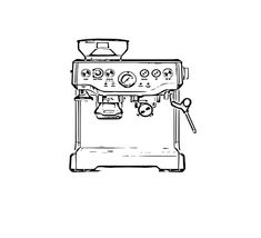 a drawing of a coffee machine on a white background