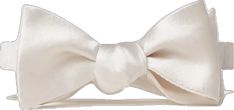 Chic White Wedding Bow, Adjustable White Satin Bow Tie, Classic White Bow With Ribbon, Classic Wedding Bow With Decorative Bow, White Satin Bow Tie, Classic Decorative Bow For Wedding, Elegant White Adjustable Bow Tie, Chic White Bow For Party, Elegant White Bow Tie For Black Tie Occasions