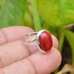 Red Coral Ring, 925 Sterling Silver Rings, 10x14 mm Oval Red Coral Ring, Women Rings, Red Coral Gemstone Ring, Coral Ring, Red Stone Ring Item Details Stone: Red Coral Shape: Oval Size: 10x14 mm Weight:- 3.60 Gram SKU: SE-608 Coral natural stone gold plated 925 sterling silver ring for stacking with other rings. Very tiny and versatile to wear with any stack combinations. Gorgeous gold plated 10x14 mm with coral gemstone ring perfect for any occasion to get the boho look. If you have any inquiri Coral Stone Ring, Red Coral Ring, Rings Red, Red Stone Ring, Gold Jewelry Simple Necklace, Coral Gemstone, Mens Necklace, Coral Ring, Gold Jewelry Simple