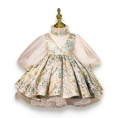 This Lace and Floral Design Royalty Princess Ball Gown for girls is perfect for any special occasion like wedding parties, birthday celebrations, Easter or Christmas parties, concerts, and other formal events. Features: Lace and floral design. Knee-length dresses. Turtleneck collar. Comfortable to wear. Lolita style. Fabric & Care: Made of high-quality cotton and polyester fabric. Hand wash is applicable. Do not bleach. Size Chart (inches):Please order one size bigger for a better fit, especiall Princess Style Holiday Dress For Party Season, Holiday Princess Dress Ball Gown For Dress-up, Fitted Princess Style Tulle Holiday Dress, Elegant Tulle Holiday Dress For Festive Occasions, Christmas Princess Ball Gown Dresses, Princess Style Christmas Party Dress, Elegant Christmas Princess Dress In Tulle, Elegant Christmas Tulle Princess Dress, Princess Style Tulle Holiday Party Dress