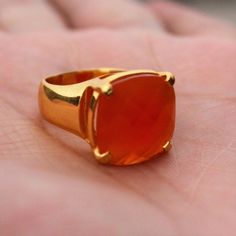 D E T A I L S - Material: Sterling Silver 925Stone: CarnelianThe Fit: True to US ring size Finish: Smooth and gold-filled to a high shineUpgrade your accessory collection today with this must-have piece, & flaunt your style statementS H I P P I N G & P R O D U C T I O N - My current production time is 2-6 business days, which means after those days are up, your order ships! I make everything custom to order, by hand, but I promise you it's worth the wait!R U S H - M Y - O R D E R -If you Classic Carnelian Rings With Polished Finish, Anniversary Carnelian Signet Ring With Polished Finish, Classic Orange Ring Jewelry, Orange Fine Jewelry Rings As A Gift, Orange Rings Fine Jewelry For Gift, Fine Jewelry Orange Rings For Gift, Orange Polished Jewelry For Anniversary, Orange Fine Jewelry Rings For Gifts, Yellow Gold Carnelian Signet Ring Gift