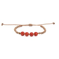 This lovely hand-knotted macrame bracelet gives every look a casual boho chic. The nature-inspired color combination of rose red jade beads and light brown, hazelnut-colored yarn go well pretty much with every outfit and season. Bracelet length is adjustable with sliding knot. The Meaning of Jade in Feng Shui: Pure relaxation! Jade brings harmony to body and mind, is a stress reliever and helps to unwind. And Jade is believed to bring luck. Just like a four-leaf clover is considered a symbol of good fortune, jade is thought to have protective, lucky-charm energy. Perfect for the jade lovers in your life and a unique gift for yourself, girlfriend, wife, sister, bridesmaids, mother or grandma. ♦ Handmade with Love & Sunny Hands in Spain© ♦ Size: Adjustable size from 17 to 26 cm  ♦ Thread: wa Adjustable Hand Knotted Bracelets As Gift, Adjustable Hand Knotted Bracelets For Gifts, Casual Red Braided Bracelet, Bohemian Red Hand-strung Braided Bracelets, Earthy Macrame Bracelets As Gift, Red Bohemian Jewelry For Vacation, Bohemian Red Jewelry For Vacation, Casual Waxed Cord Jewelry, Bohemian Bracelets With Waxed Cord And Round Beads