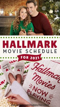 the movie poster for christmas movies with two people in front of a tree and presents