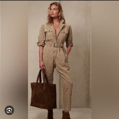 Never Worn- Nwt. Khaki Utility Jumpsuit Adjustable Belt Size Xs Button Closure Really Beautiful And Stylish - Great Quality Banana Republic Jumpsuit, Safari Costume Women, Safari Outfit Women, Utilitarian Fashion, Tan Jumpsuit, Safari Outfit, Safari Outfits, Safari Chic, Utility Jumpsuit