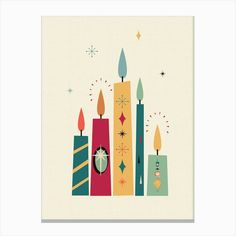 a card with candles and stars on it