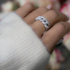 Fashion forward chain ring featuring a pave design. It is very elegant and stylish! -- D E T A I L S -- ▫︎ Made of 925 Sterling Silver ▫︎ We use a THICK plating of 14k Gold or Rhodium plated ▫︎ Will not turn fingers green ▫︎ Available in sizes 4-10 ▫︎ Measures 7.5mm in height Made with 100% Pure Love ♡ Ships in a gift box, ready for gift giving! 🎁 Luxury Engagement Chain Ring Fine Jewelry, Luxury Diamond Accented Chain Promise Ring, Luxury Diamond Accents Chain Promise Ring, Chain Thumb Rings, Luxury Elegant Engagement Chain Ring, Luxury Timeless Engagement Chain Ring, Luxury Formal Chain Ring, Luxury Promise Chain Ring, Luxury Silver Chain Ring With Diamond Accents