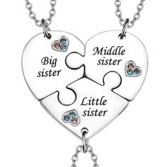 PRICES MAY VARY. ♬Three pendants combine into one heart: symbolize the heart to heart friendship between you and your sisters. ♬Material: made of high grade Durable Stainless Steel, 100% Hypoallergenic, no rust, no fading, no allergies. ♬This is Sister Necklace, a great gift to show your love to sisters, it means forever love ♬Measurement： Chain Length: 20inch/50cm , Pendant dimention: 1.45inch x 1.57inch / 3.7cmx4cm (L x W) ♬BEST SERVICE FOR YOU – We Promise 30 Days Exchange or Money Back Guara Sibling Necklace Brother And Sister, Sister Necklace For 3, Sister Necklaces For Three, Heart-shaped Metal Necklaces For Friendship, Heart-shaped Metal Necklace For Friendship, Double Heart Charm Necklace For Friendship, Nickel Free Heart Shaped Necklaces For Friendship, Nickel-free Heart-shaped Friendship Necklaces, Nickel-free Heart-shaped Necklace For Friendship