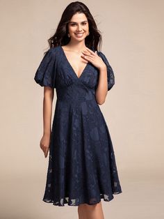 This Dress is fashionable for every occasion. the dress is made-to-order by professional tailors. You can choose from 50 colors, Regular sizes 2 to 16 and plus sizes 14w to 26W. Custom size is also available. Navy Short Dress, Midi Wedding Guest Dress, Winter Wedding Guest Dress, Navy Blue Prom Dresses, Plus Size Gowns, Gown Plus Size, Prom Dresses Sleeveless, Gowns With Sleeves, Young Fashion