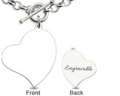 Heart Charm Engraved Photo Bracelet - GetNameNecklace Customizable Stainless Steel Heart Pendant Jewelry, Customizable Metal Jewelry For Mother's Day, Personalized White Gold Bracelet, Personalized Meaningful Jewelry Bracelet, Meaningful Personalized Bracelet Jewelry, Meaningful Personalized Bracelet, Personalized White Gold Stainless Steel Jewelry, Engraved Sterling Silver Bracelets For Mother's Day, Mother's Day Engraved Sterling Silver Bracelets