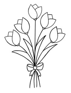 Flowers Coloring Pages, Tulip Drawing, Easy Flower Drawings, Flowers Coloring, Embroidery Flowers Pattern, Hand Embroidery Design Patterns