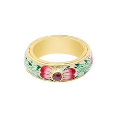 Natural Ruby Ring, Enamel Band, Sterling Silver Ring, Green Enamel Ring, Wedding Bridal Band, Designer Silver Ring, Flower Meenakari Band GEMSTONE DETAILS : ✦ Gemstone: Ruby ✦ Gemstone Type: Natural ✦ Gemstone Shape: Round ✦ Gemstone Color: Red ✦ Gemstone Cut: Cabochon ✦ Number of Gemstones: 1 ✦ Gemstone Grade: Excellent METAL DETAILS : ✦ Metal: 925 Sterling Silver/Enamel ✦ Metal Color: Silver/Yellow/Rose Plated ✦ Setting: Bezel Setting ✦ Ring Box: Yes CUSTOMISATION DETAILS : We can customize an Rose Gold Ruby Ring, Hand Painted Enamel Jewelry For Wedding, Hand Painted Enamel Jewelry For Weddings, Hand Painted Enamel Wedding Jewelry, Wedding Enamel Bangle Jewelry, White Enamel Wedding Rings, Traditional Meenakari Ring For Anniversary, Gold Enamel Wedding Rings, Anniversary Flower Ring In Enamel