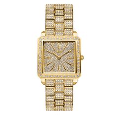 JBW Cristal Square J6386A | Women's Gold Diamond Watch Gold Diamond Watch, Gold Diamond Watches, Stainless Bracelet, Gold Plated Watch, Swarovski Stones, Women Diamond, Mens Gold, Diamond Watch, Rose Gold Diamonds