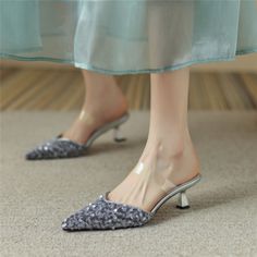 As low as $54.00 Silver Wedding Shoes With 4-inch Heel For Summer, Summer Cocktail Heels With 4-inch Heel, Elegant Silver Mules For Party, Padded Heel Summer Wedding Shoes, Summer Party Wedding Shoes, Closed Toe, Summer Party Wedding Shoes With Closed Toe, Summer Party Wedding Shoes Closed Toe, Summer Wedding Shoes With Closed Toe For Party, Summer Evening Wedding Shoes With Padded Heel