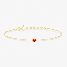 14k Solid Gold Red Heart Bracelet - 14k Gold Heart Bracelet - Love Heart Charm - Fine Jewelry - Birthday Gift for Her - Christmas Gift Show your love with this classic and elegant 14k solid gold heart / love bracelet. This is a good gift idea for those whom you love. 🔳WARRANTY🔳 *6 Months warranty. *Free Shipping without price limit. *Easy Return and Replacement 30 days after purchase. Just contact me 😊 🔳14K SOLID GOLD RED HEART BRACELET🔳 *Material: 14k Solid Gold (NOT GOLD PLATED OR FILLED) Gold Bracelet With Adjustable Chain For Valentine's Day Gift, Delicate Yellow Gold Heart Bracelet, Adjustable Dainty Gold Bracelet For Valentine's Day, Dainty Adjustable Gold Bracelet For Valentine's Day, Dainty Gold Bracelet For Valentine's Day, Delicate 14k Gold Bracelets For Valentine's Day, Dainty Red Jewelry For Birthday Gift, Red Heart-shaped Bracelets For Mother's Day, Yellow Gold Delicate Heart Bracelet For Valentine's Day