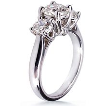 three stone diamond engagement ring in white gold