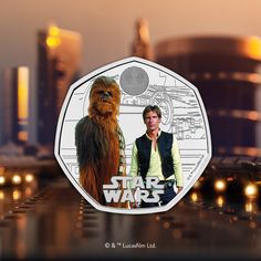 the star wars character is depicted in front of an image of chewr and hanto