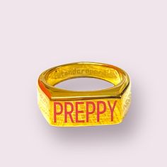 Adorable & trendy gold ring perfect for any outfit. Rings are gold plated stainless steel and will not tarnish. Preppy Ring, Gold Ring, Gold Rings, Gold Plate, Plating, Stainless Steel, Ring, Gold