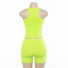 Sleeve Style: REGULAR Collar: O-Neck Sleeve Length(cm): Sleeveless Pant Closure Type: Elastic Waist Clothing Length: Short Material: Spandex Material: Polyester Pant Length(cm): Shorts Gender: Women Style: Casual Closure Type: None Pattern Type: Letter Shorts Sets, Summer Streetwear, Polyester Pants, Letter Embroidery, Crop Top And Shorts, Neon Color, Jumpsuit Fashion, Set Women, Casual Sets