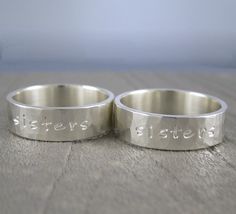 Sisters ring - Custom hammered sterling silver ring Inspirational Silver Rings For Anniversary, Meaningful Sterling Silver Ring For Anniversary, Sisters Ring, Sister Rings For 4, Sterling Silver Hand Stamped Stackable Rings For Wedding, Anniversary Sterling Silver Stackable Rings, Anniversary Engraved Sterling Silver Ring, Hammered Sterling Silver Jewelry For Promise, Meaningful Silver Stackable Rings For Anniversary