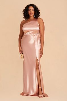 a woman in a pink dress with the words $ 99 bridesmaid dresses on it