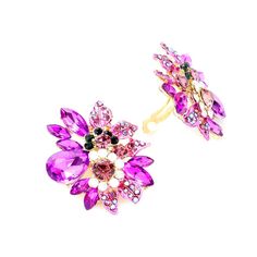 Celebrate This Holiday With A Dazzling Pair Of Floral Stone Earrings. When Small Is Big When Dainty Is Powerful, Shop Our New Line Of Designs To Fit Your Mood, Your Style And Your Heart. Customize And Curate Your Own Style. Multi Stone Beads In Pink, Red, Blue And Green 1.5” X 1.75” Also In Yellow, Royal Blue, Red And Hematite Adjustable Clip-on Party Earrings, Pink Clip-on Jewelry For Party, Party Jewelry Clip-on With Flower Shape, Party Clip-on Flower Shaped Earrings, Purple Clip-on Earrings For Party, Pink Flower-shaped Evening Jewelry, Luxury Multicolor Formal Clip-on Earrings, Pink Multi-stone Earrings For Gift, Elegant Red Multi-stone Earrings