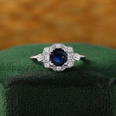 Round Saphire Ring, Vintage Sapphire Engagement Ring 1920s Art Deco Diamond, Sapphire Engagement Ring Silver, Vintage Sapphire Engagement Rings, Sapphire Art Deco Ring, Art Deco Sapphire Engagement Ring, Vintage Sapphire Engagement Ring, Victorian Rings Vintage, Art Deco Jewelry Rings